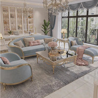 French light luxury court princess cream wind carved three-person sofa neoclassical American solid wood princess sofa combinatio