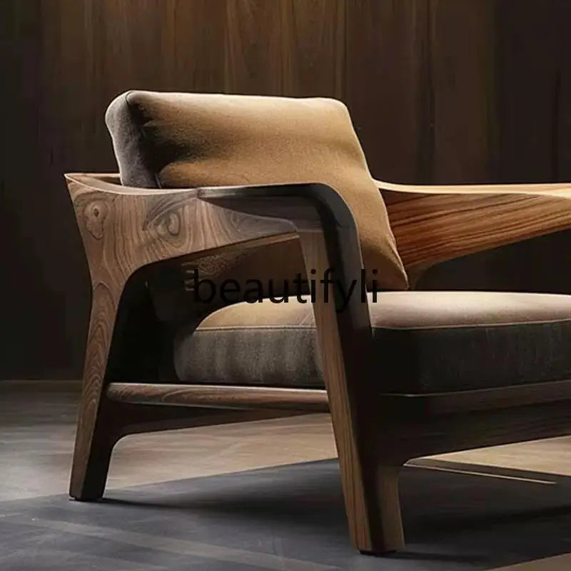 Designer's new black walnut ash wood single leisure sofa home sofa chair