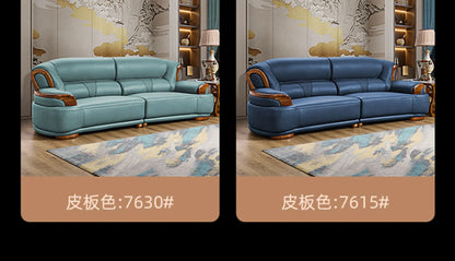 Designer Family Living Room Sofa Genuine Leather Sectional Floor Living Room Sofa Wood Minimalist Muebles Postmodern Furniture