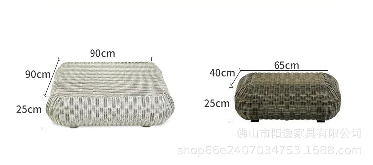 Outdoor rattan sofa courtyard waterproof and sunscreen Nordic villa garden terrace leisure balcony rattan sofa