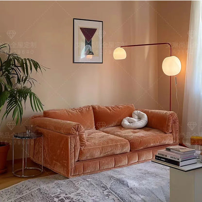 Modern European Brown Sofa Italian Designer Armrest Nordic Living Room Couch