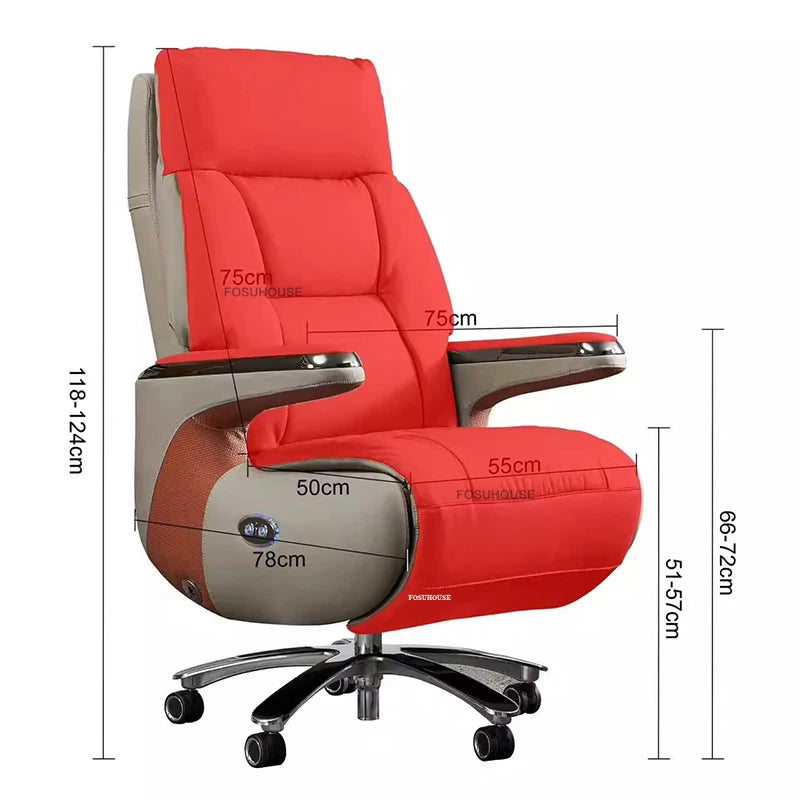 Electric Reclining Office Chairs American Bedroom Furniture Home Ergonomic Desk Chair Luxury Leather Executive Computer Armchair