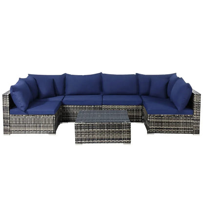 'Aluminum Outdoor Garden Wicker Rattan Furniture Couch Sofa Set Rope Furniture Set L Shaped Chair Sectional Sofas