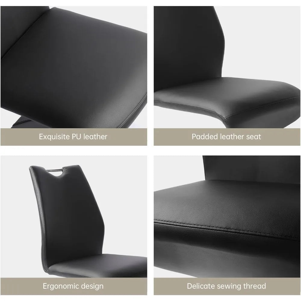 Modern Upholstered Armless Dining Chairs Set of 2, PU Leather Cushioned Seats, Sturdy Side Chairs for Kitchen and Dining Room