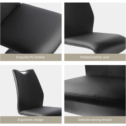 Modern Upholstered Armless Dining Chairs Set of 2, PU Leather Cushioned Seats, Sturdy Side Chairs for Kitchen and Dining Room