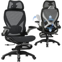X100 Ergonomic Mesh Office Chair with Footrest Adjustable 5D Arms 3D Lumbar Support Gaming Executive Computer Chair for Long