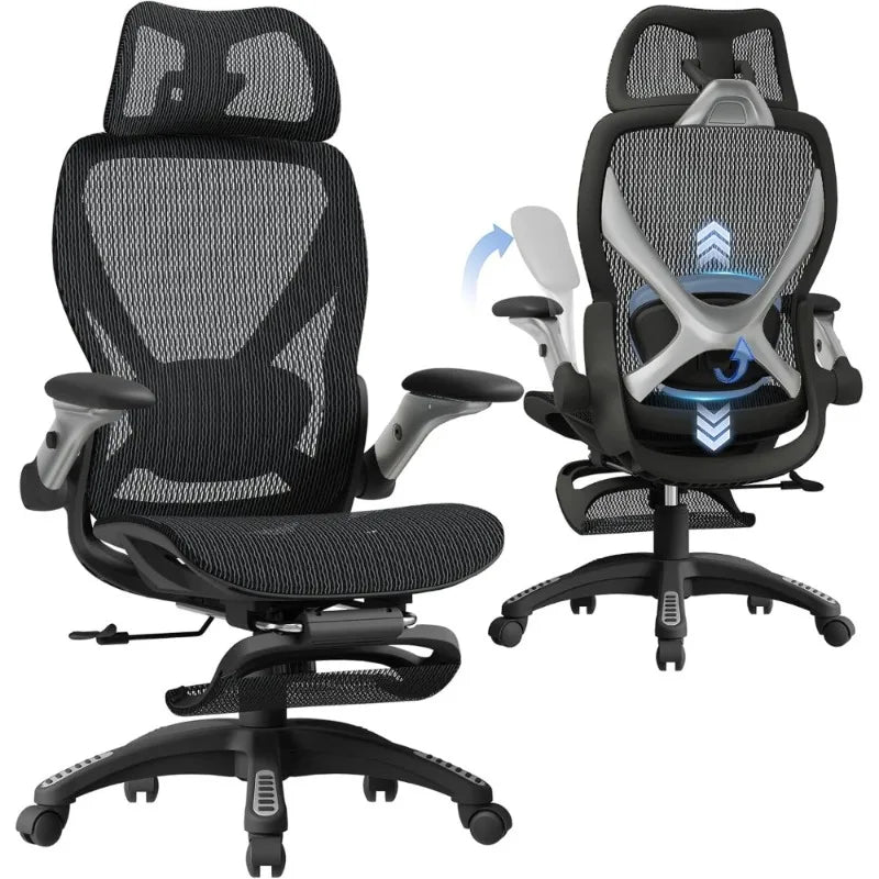 X100 Ergonomic Mesh Office Chair with Footrest Adjustable 5D Arms 3D Lumbar Support Gaming Executive Computer Chair for Long