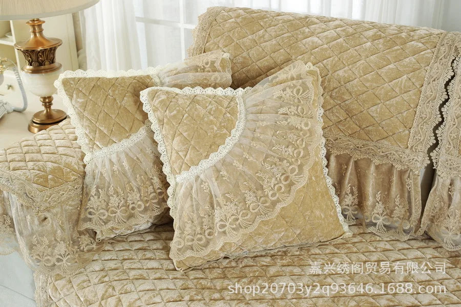 New Model European-style Thick Diamond Velvet Sofa Cover Four Season Universal Anti Slip And Dustproof Solid Color Sofa Cushion