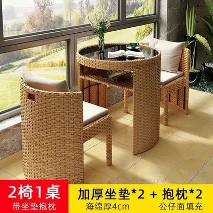 Nordic Rattan Garden Furniture Sets Outdoor Furniture Simple Courtyard Balcony Table and Chair Set Bistro Dining Table Chair Set