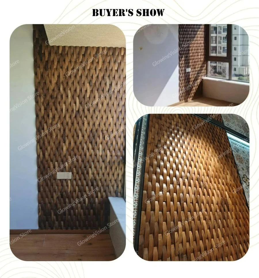 3D Mosaic Wall Panel Black Walnut Solid Wood Light Luxury Simple Acoustic Diffuser Background Wall Decoration Wall Stickers
