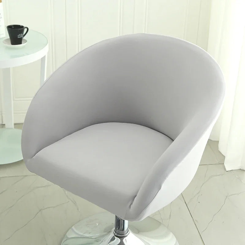 Elastic Bar Low Back Chair Cover Semi-Circular Print Elastic Living Room Bedroom Restaurant Hotel Dining Dustproof Chair Cover