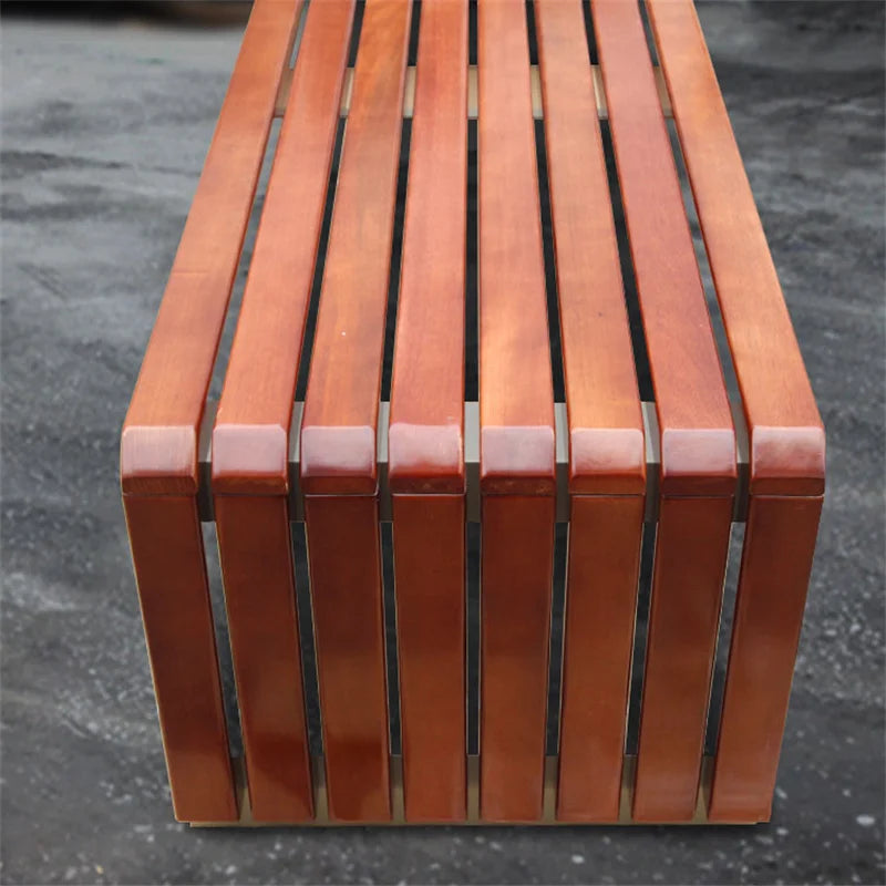Mobilier d'extérieur, siège de banc sans dossier en bois frais, siège extérieur de parc, banc de Patio de jardin public sans dossier