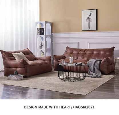 OTAUTAU 3-seat Retro Faux Leather Bean Bag Sofa Cover SF003【No Filler Inside ! You Need To Buy The Filler By Yourself！】