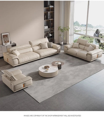 Genuine Leather Italian Living Room Sofa Luxury Lounge Designer Minimalist Sofas Modern Family Muebles Furniture Decoration