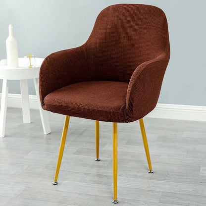 Simple Elastic Curved Chair Cover Plaid All-wrap Solid Color Seat Protection Dust Proof Flannel Wear for Chairs Family Dinner