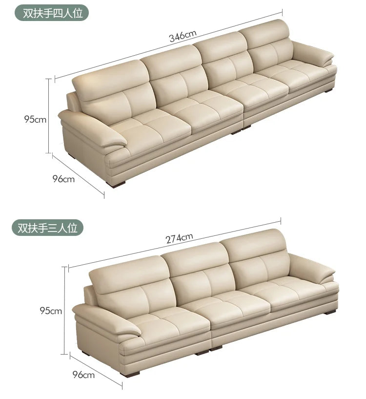 G80 Leather sofa modern simple living room first layer cowhide combination latex straight row corner