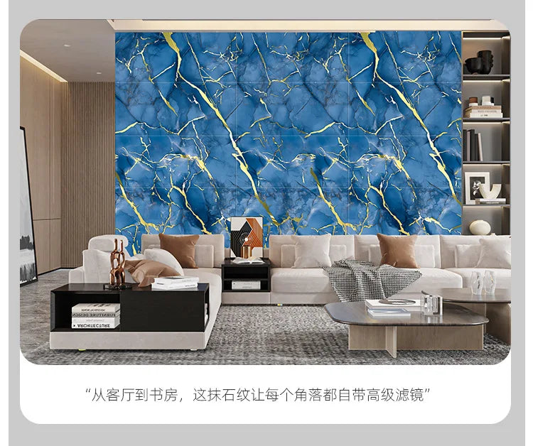 5pcs 30x60cm PVC Kitchen Backsplash Panel Marble Self-Adhesive Waterproof Oil Proof for Stove Cabinet Renovators