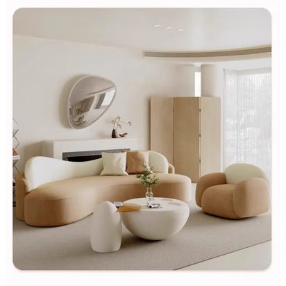 Cream wind sofa small apartment living room sitting area curved sofa combination