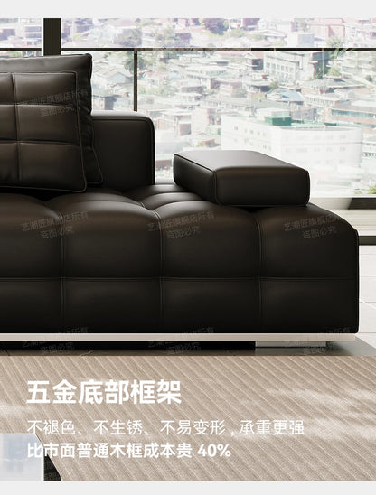 Lawrence leather sofa full green leather living room 2025 new minimalist straight row