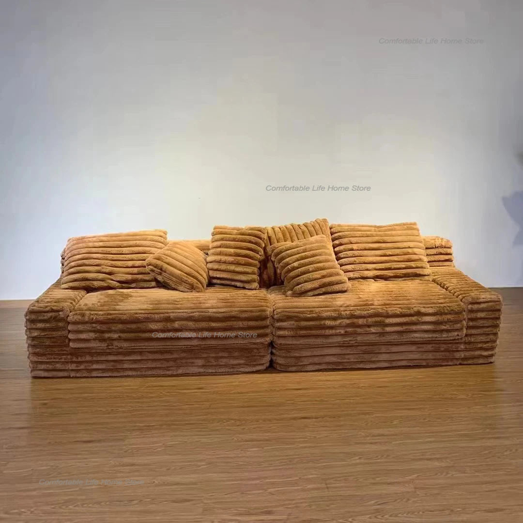 Nordic Cloud Lazy Sofa Thick Corduroy Texture Extra Wide Seat Depth Design Vacuum Compressed Packaging A Must-Have for Home