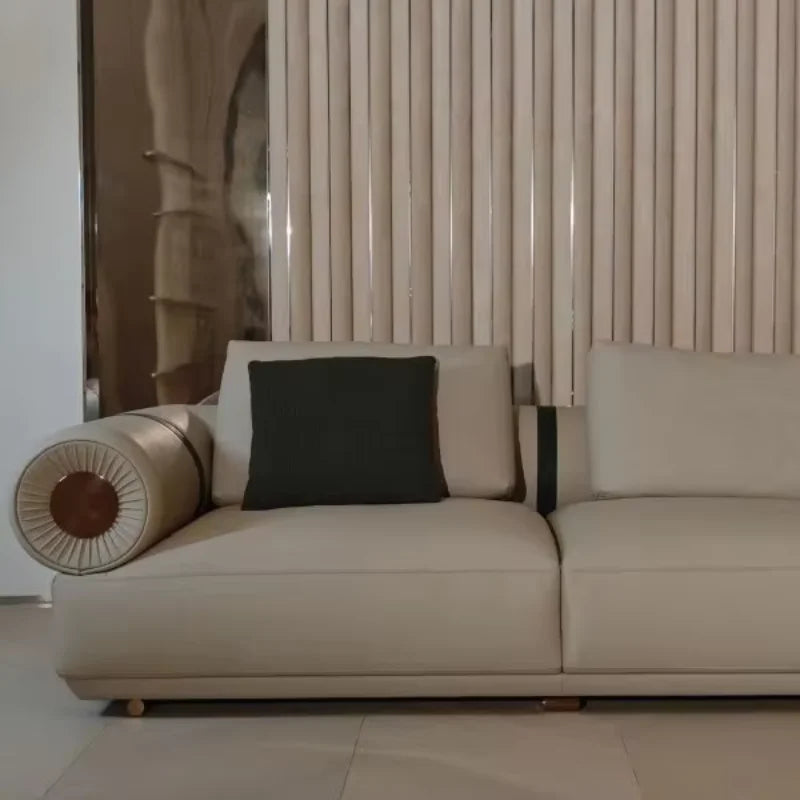 Modern Italian Villa Design Frosted Leather Modular Combination Sofa Set Luxury Reclining Corner Sofa Fabric Life Hotel Sponge