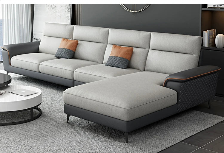 Luxury Charging  Sofas Bed U Shaped Sectional Furniture 7 Seat Modern European Fabric Living Room Sofas Set