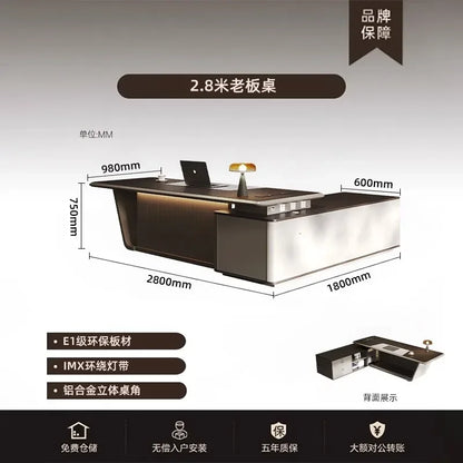 High Quality Light LuxuryOffice Desk Boss L Shaped Work Manager Computer Desks Executive Shelf Escritorio Oficina Furniture