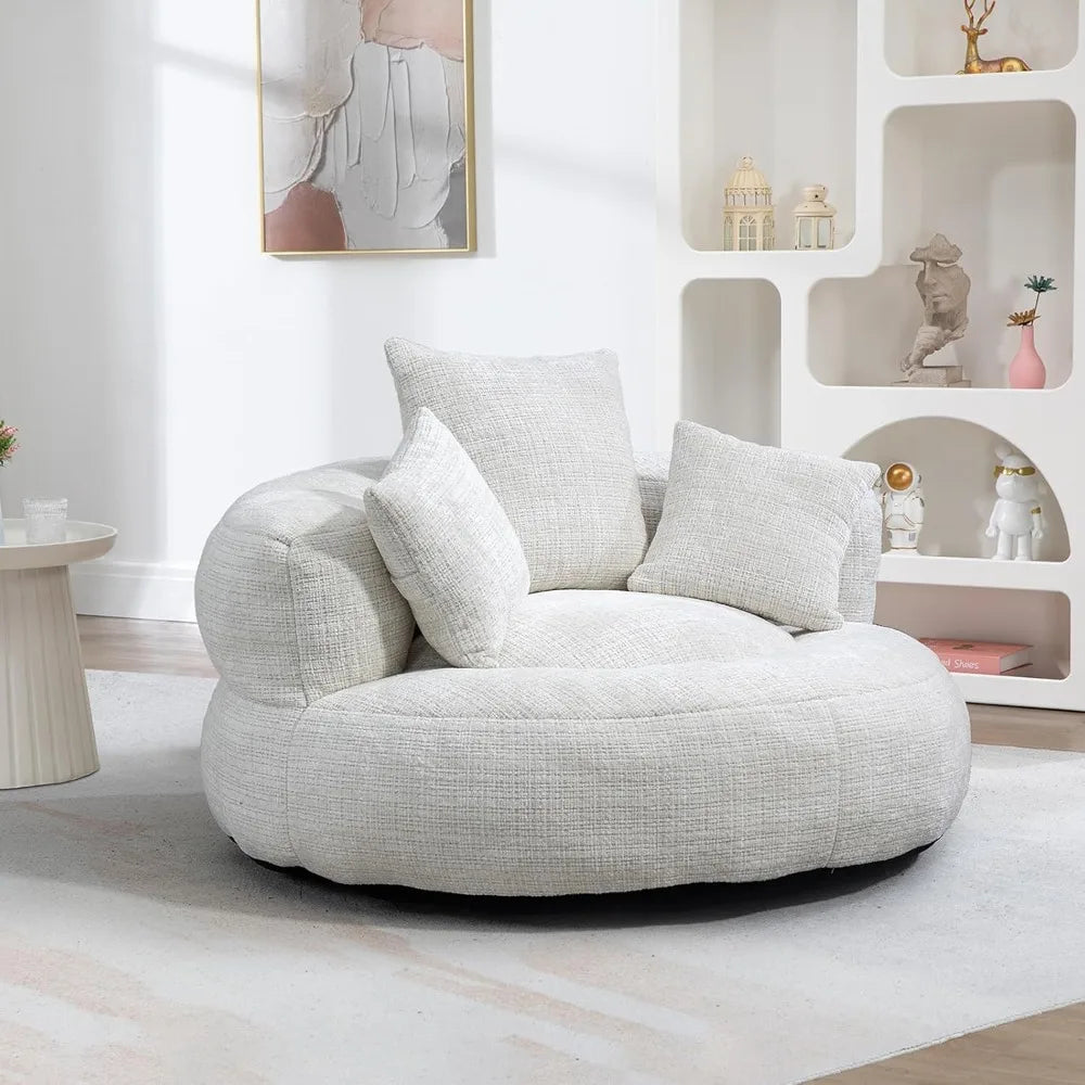 Giant Bean Bag Chair with Foam Filler, Oversized Bean Bag Couch for Adults Teens, Comfy Floor Sofa Chair with 3 Pillows
