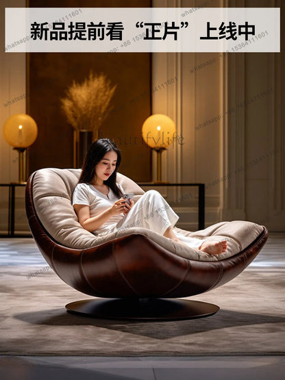 Italian minimalist rotating single sofa fabric single chair medieval leisure chair