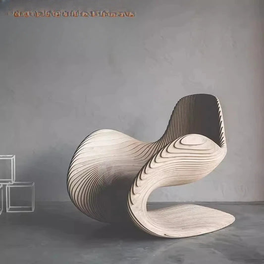 Solid wood sliced art seats, swan chairs, special shape home hotel designer curve creative soft sofa chair