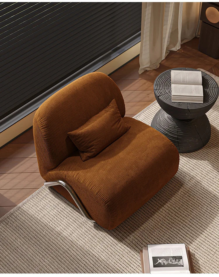 Medieval leisure chair designer recliner balcony living room black and white striped fabric lazy single sofa