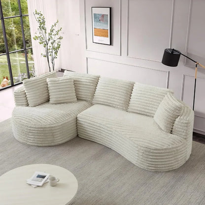 Deep Seated L-Shaped Cloud Sofa with Oversized Chaise, Sleeper Sectional Couch in Corduroy for Comfortable Relaxation