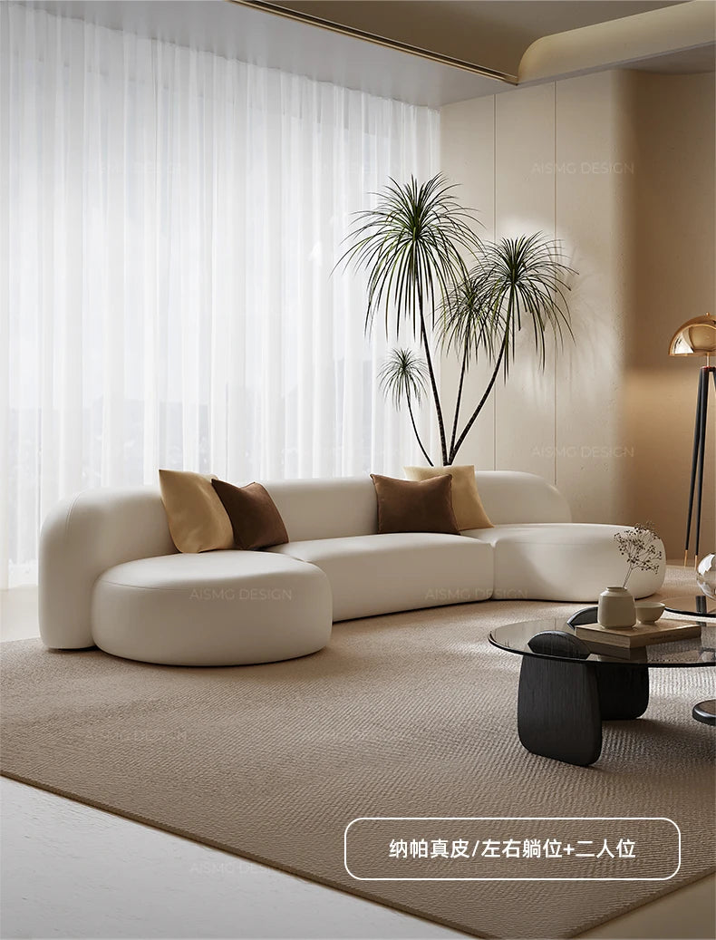 Italian Sofa Living Room Simple Fabric Affordable Luxury Fashion Special-Shaped Arc Cream Style Corner Combination