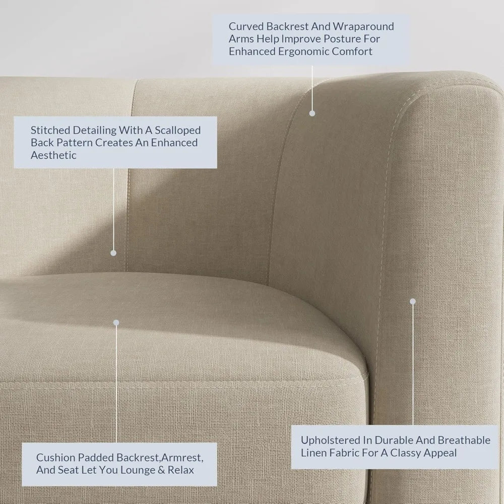 Accent Barrel Chair, Faux Leather Round Club Tub Sofa Corner Chair with Flared Legs and Cozy Soft Padding for Living Roo