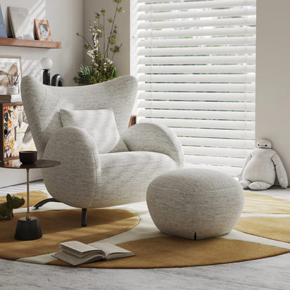 Cream Antelope Single Living Room Sofa Fabric Leisure Chair Middle Antique Lazy Sofa