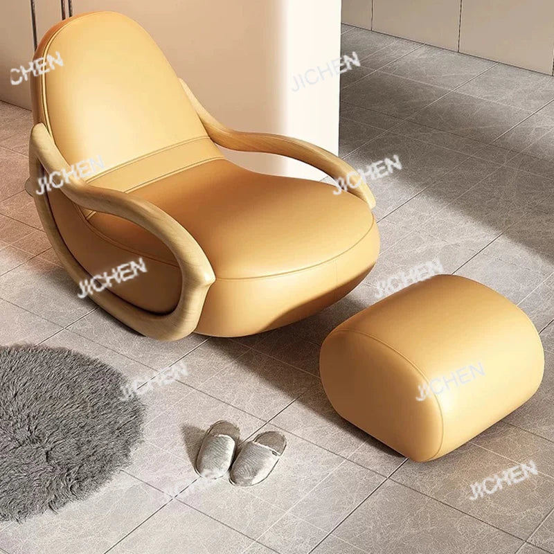 JC Italian Support Living Room Chairs Simple White Lazy Designer Recliner Chairs Armchair Sofa Comfy Fauteuil Salon Home