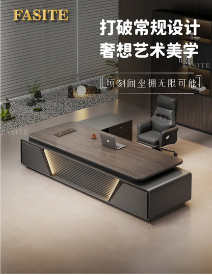 Modern boss desk light luxury high-end paint desktop large desk simple president table manager table and chair combination