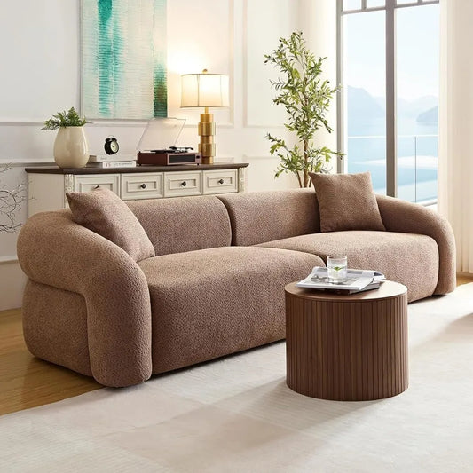 103" Modern Curved Sofa | Boucle Luxury  3-Seater, Modular, No Assembly (Home/Office)