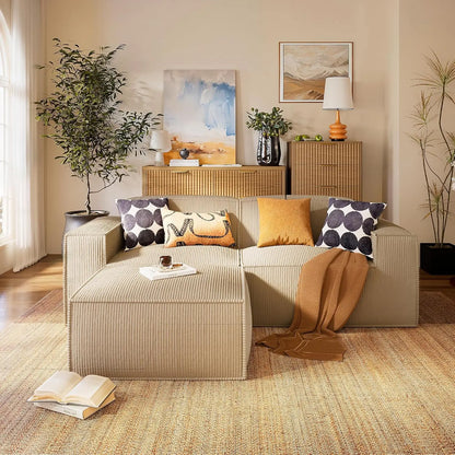 Modular Sectional Sofa, 111" L-Shaped Modular Sectional Couch with Deep Seat, Freely Combinable Sectional Clound Sofa fo