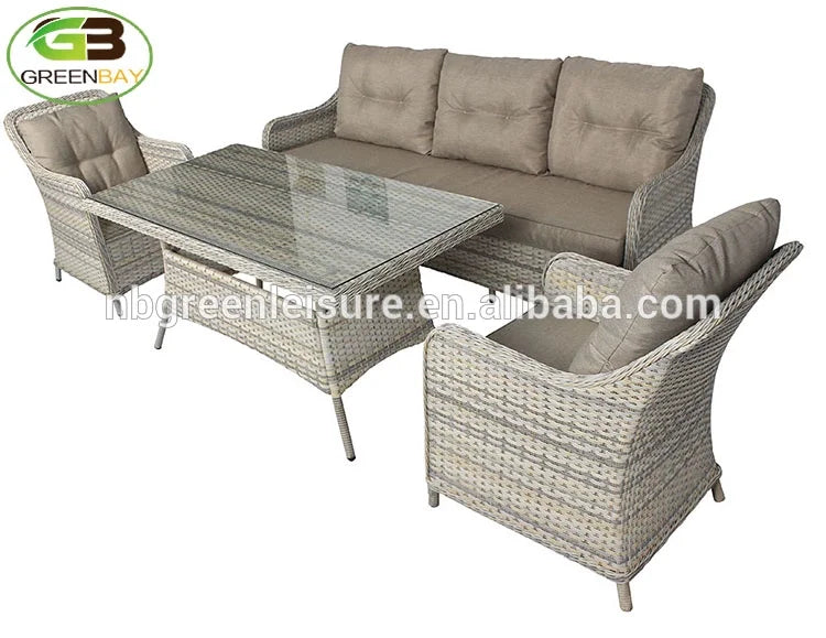 Luxury Outdoor Garden Sofa Set Modern Design Rattan Backrest Patio Furniture for Hotels&Villa Hall&Apartment Enhanced Comfort
