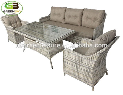 Luxury Outdoor Garden Sofa Set Modern Design Rattan Backrest Patio Furniture for Hotels&Villa Hall&Apartment Enhanced Comfort