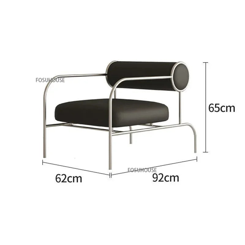 Modern Simple Living Room Chair Nordic Designer Stainless Steel Single Sofa Chair Bedroom Leisure Backr Armchair Home Furniture