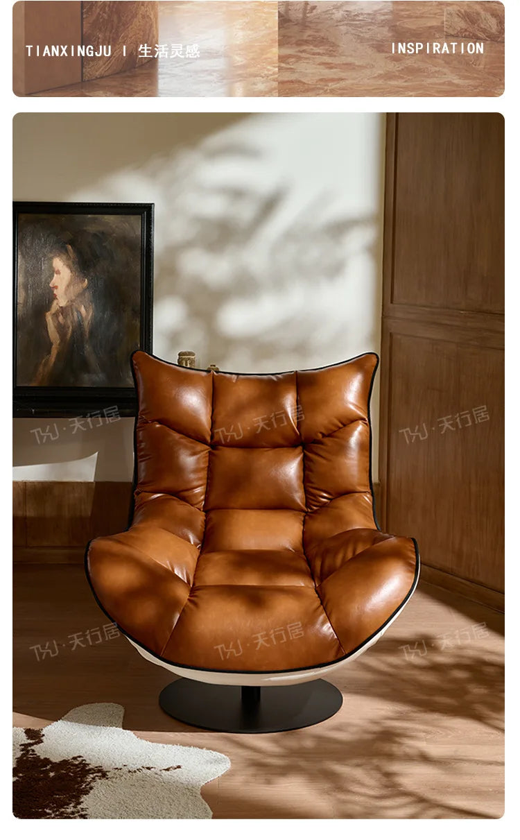 Living room balcony designer antique leisure chair leather lazy sofa