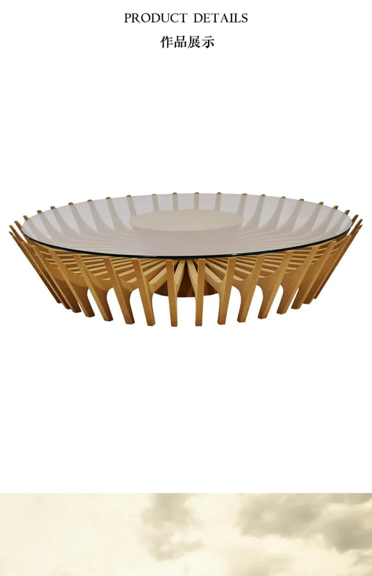 Table à thé ronde minimaliste italienne en bois massif Table à thé en verre de Style silencieux minimaliste Post-moderne