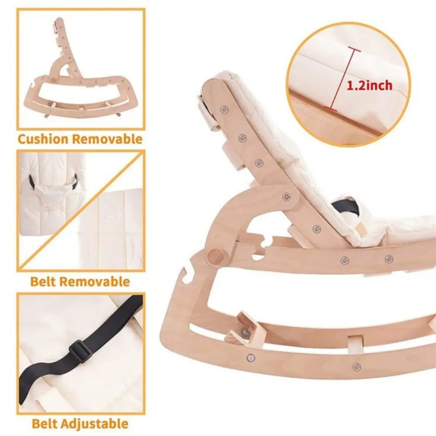 Rocking horse for children baby rocking chair solid wood home newborn recliner multifunctional wooden baby soothing chair ins