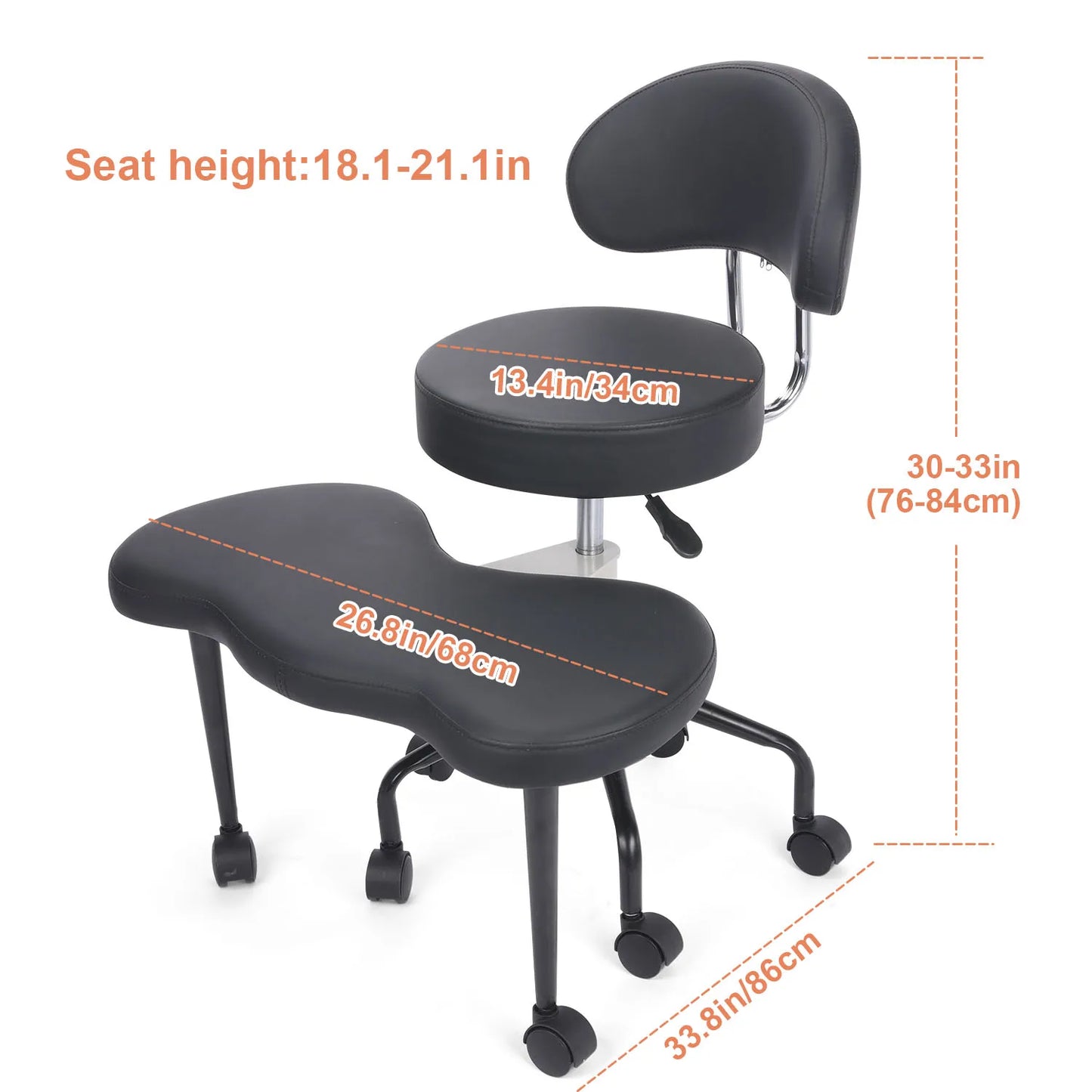 Cross Leg Chair - Meditation Chair with Wheels, ADHD Chair, Height Adjustable Seat, Adjustable Footstool