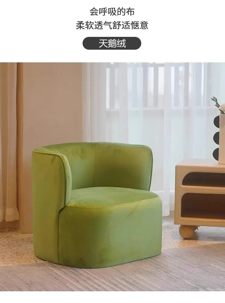 Nordic Light Luxury Cream Style Single Lambswool Couch Home Living Room Bedroom Couch Designer Chair