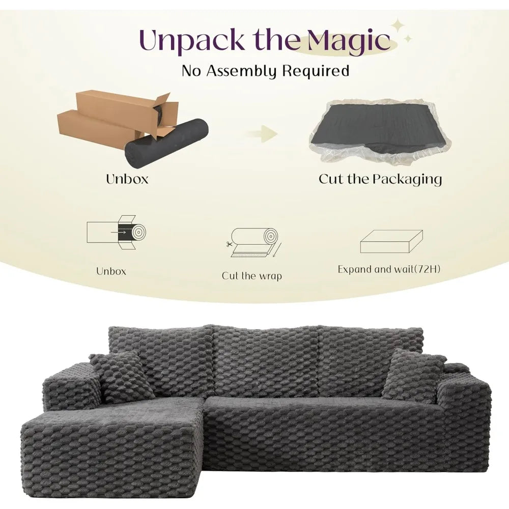 Large Modular Sectional Sofa with Deep Seating and Corduroy Fabric, L-Shaped Cloud Couch for Comfortable Relaxation