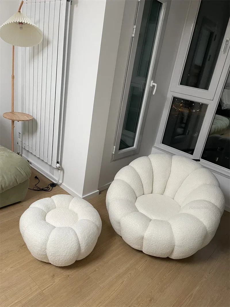 Modern Living Room Sofa Lambswool Pumpkin Sofa Chair Creative Home Balcony Swivel Lounge Chair Fitting Room Bedroom Single Sofas