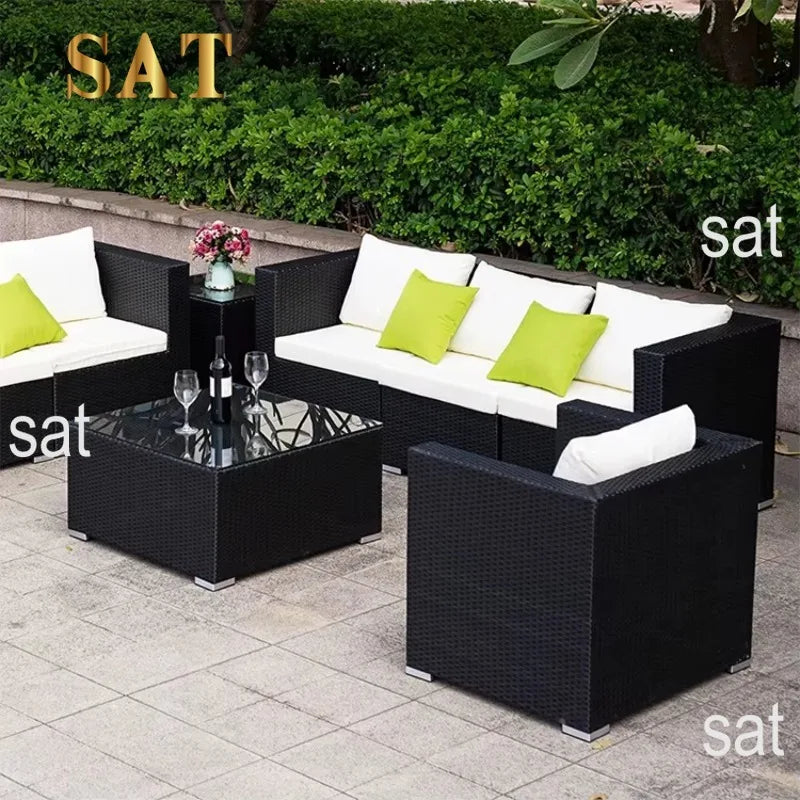 Modern Outdoor Wicker Patio Set Aluminum Furniture Rattan Sofa Bistro Garden Couch